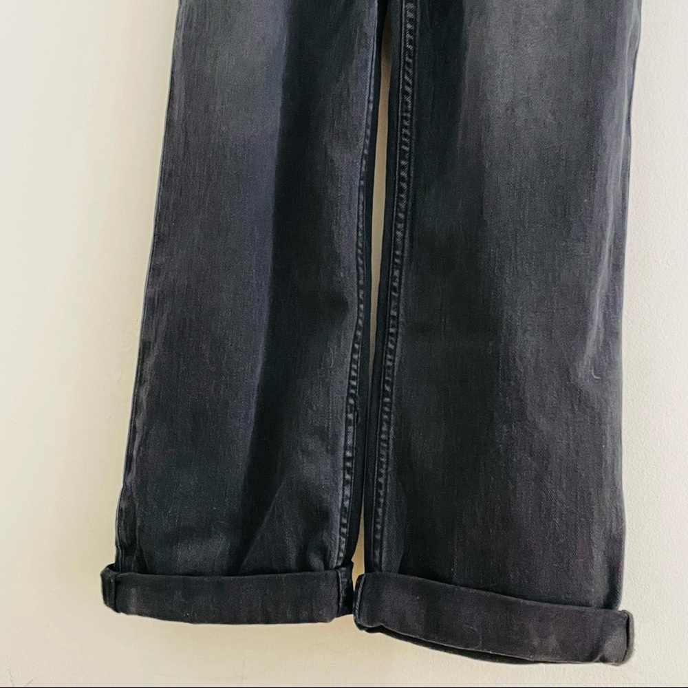 Anthro Black Distressed Denim Overalls - Picture 6 of 14